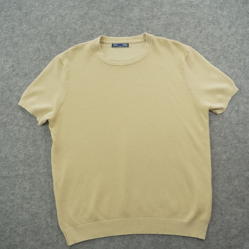 PJ Paul Jones Shirt Mens Extra Large Beige Knit Crew Neck Short Sleeve